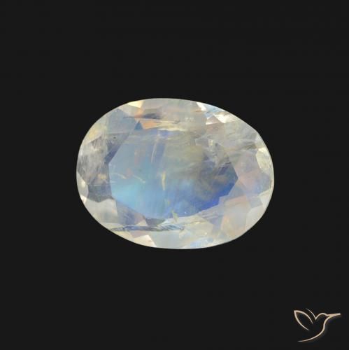 Pedra da Lua Arco-Íris Branco azulado Natural 0.96ct, oval, Transparente