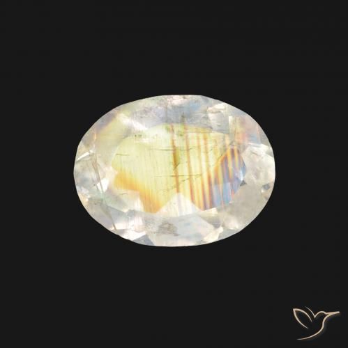 1.19ct Natural Branco azulado Pedra da Lua Arco-Íris, oval, Transparente