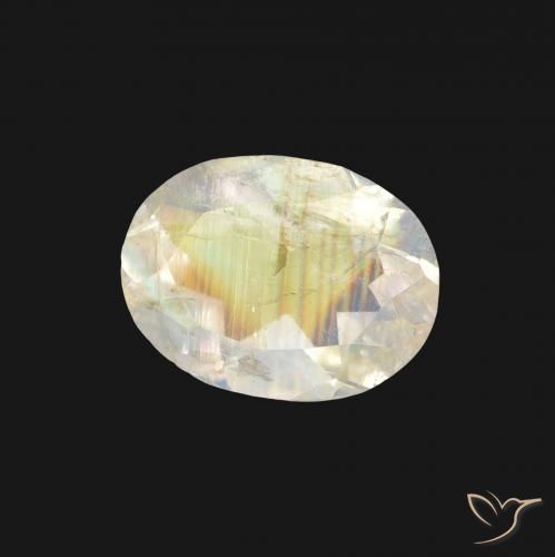 Pedra da Lua Arco-Íris Branco azulado Natural 1.19ct, oval, Transparente