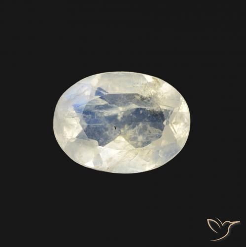 1.04ct Natural Branco azulado Pedra da Lua Arco-Íris, oval, Transparente
