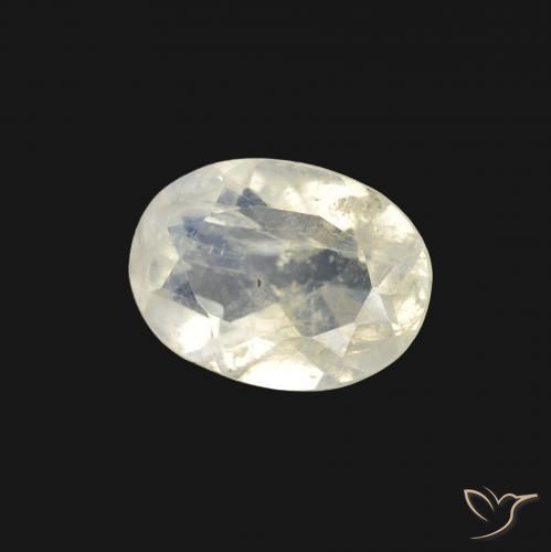 Pedra da Lua Arco-Íris Branco azulado Natural 1.04ct, oval, Transparente