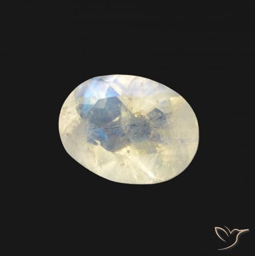 Pedra da Lua Arco-Íris Branco azulado Natural 1.23ct, oval, Transparente