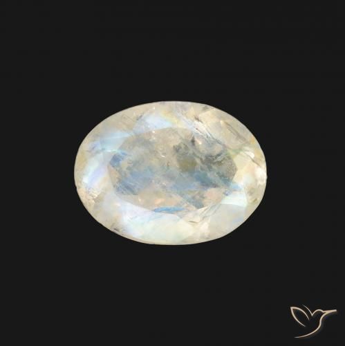 1.11ct Natural Branco azulado Pedra da Lua Arco-Íris, oval, Transparente