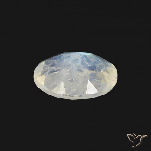 Pedra da Lua Arco-Íris Branco azulado Natural 1.11ct, oval, Transparente