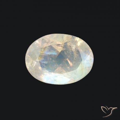 1.16ct Natural Branco azulado Pedra da Lua Arco-Íris, oval, Transparente
