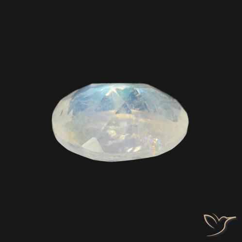 Pedra da Lua Arco-Íris Branco azulado Natural 1.16ct, oval, Transparente