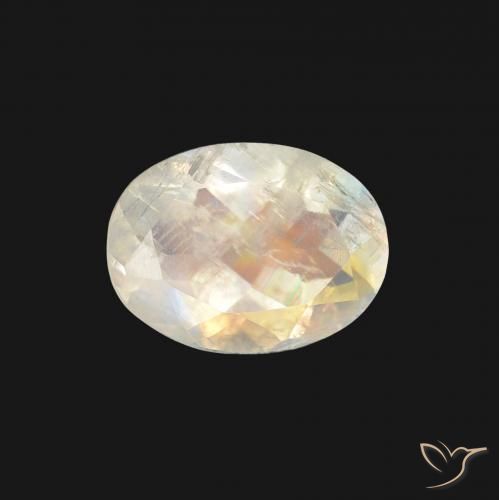 1.21ct Natural Branco azulado Pedra da Lua Arco-Íris, oval, Transparente