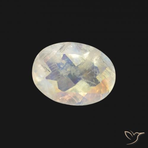 Pedra da Lua Arco-Íris Branco azulado Natural 1.21ct, oval, Transparente