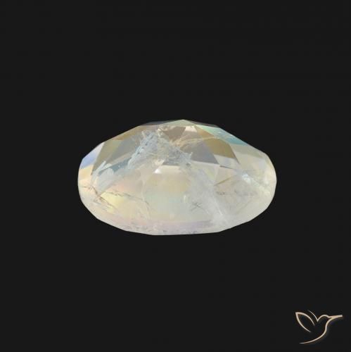 Pedra da Lua Arco-Íris Branco azulado Natural 1.21ct, oval, Transparente