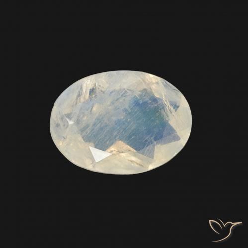1.01ct Natural Branco azulado Pedra da Lua Arco-Íris, oval, Transparente