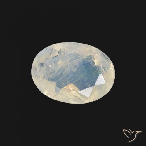Pedra da Lua Arco-Íris Branco azulado Natural 1.01ct, oval, Transparente