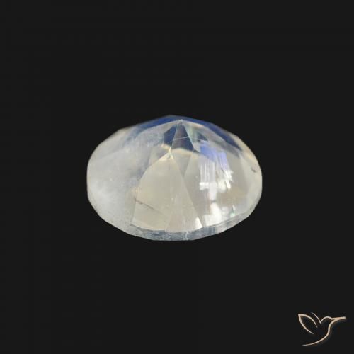 Pedra da Lua Arco-Íris Branco azulado Natural 1.04ct, Redondo, Transparente