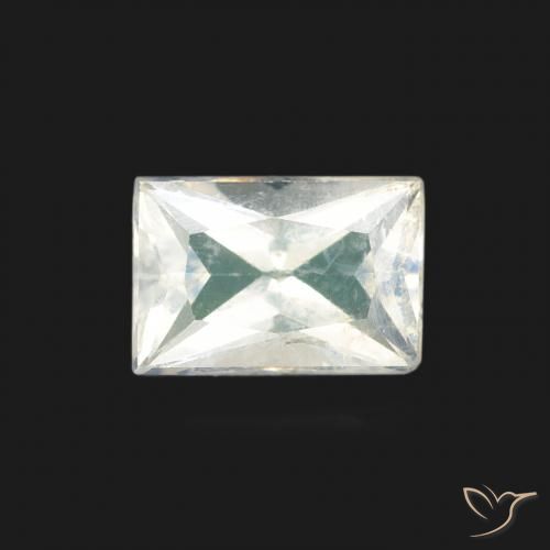 0.50ct Natural Branco azulado Pedra da Lua Arco-Íris, baguete, Transparente