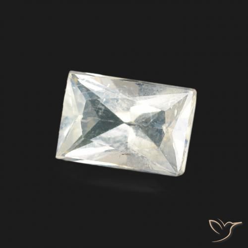 Pedra da Lua Arco-Íris Branco azulado Natural 0.50ct, baguete, Transparente