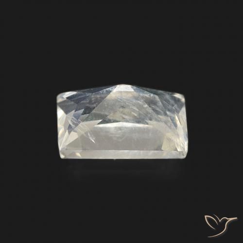 Pedra da Lua Arco-Íris Branco azulado Natural 0.50ct, baguete, Transparente