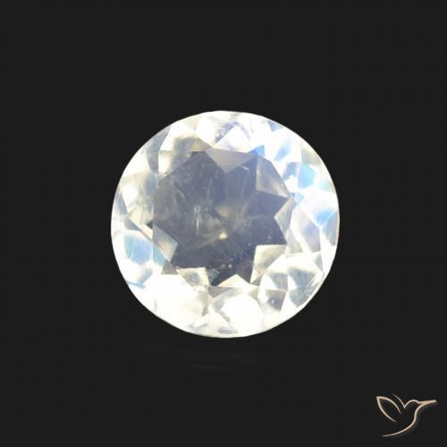 Pedra da Lua Arco-Íris Branco azulado Natural 0.52ct, Redondo, Transparente