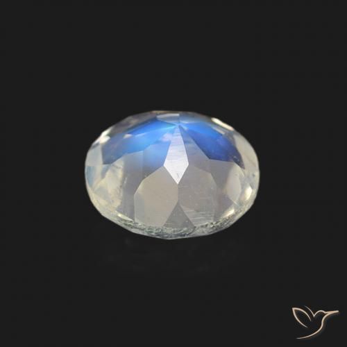 Pedra da Lua Arco-Íris Branco azulado Natural 0.52ct, Redondo, Transparente