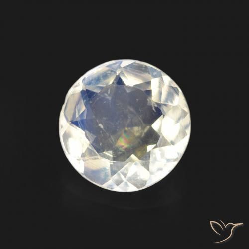 Pedra da Lua Arco-Íris Branco azulado Natural 0.54ct, Redondo, Transparente