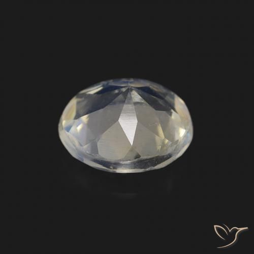 Pedra da Lua Arco-Íris Branco azulado Natural 0.54ct, Redondo, Transparente