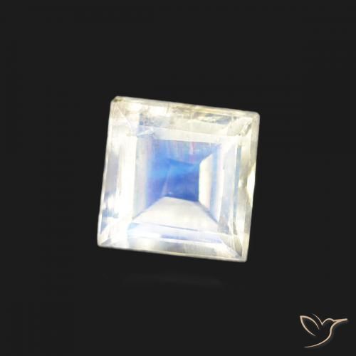 Pedra da Lua Arco-Íris Branco azulado Natural 0.33ct, Quadrado, Transparente