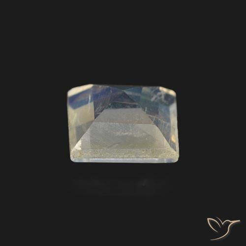 Pedra da Lua Arco-Íris Branco azulado Natural 0.50ct, Quadrado, Transparente