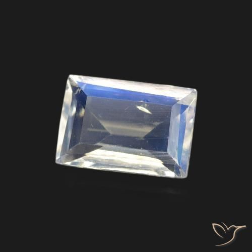 Pedra da Lua Arco-Íris Branco azulado Natural 0.44ct, baguete, Transparente