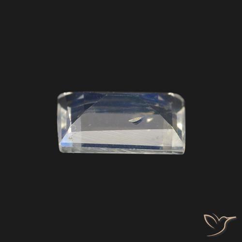 Pedra da Lua Arco-Íris Branco azulado Natural 0.44ct, baguete, Transparente