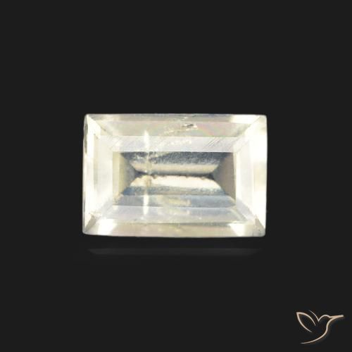 0.46ct Natural Branco azulado Pedra da Lua Arco-Íris, baguete, Transparente