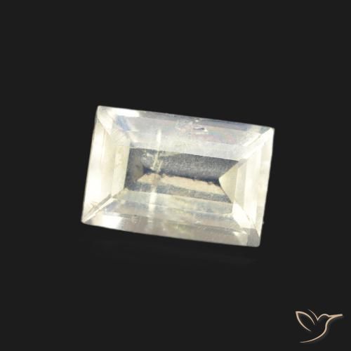 Pedra da Lua Arco-Íris Branco azulado Natural 0.46ct, baguete, Transparente