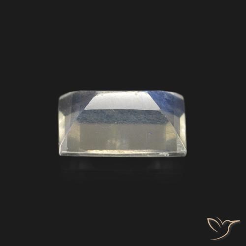 Pedra da Lua Arco-Íris Branco azulado Natural 0.46ct, baguete, Transparente