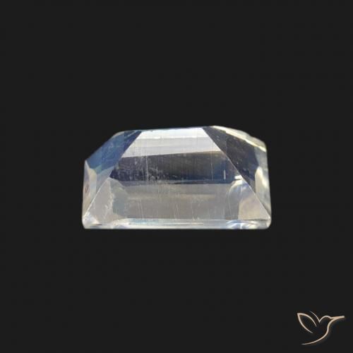 Pedra da Lua Arco-Íris Branco azulado Natural 0.47ct, baguete, Transparente