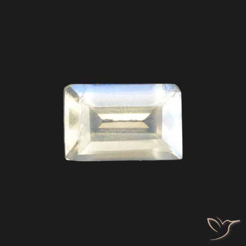 0.47ct Natural Branco azulado Pedra da Lua Arco-Íris, baguete, VS