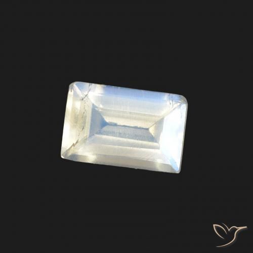 Pedra da Lua Arco-Íris Branco azulado Natural 0.47ct, baguete, VS