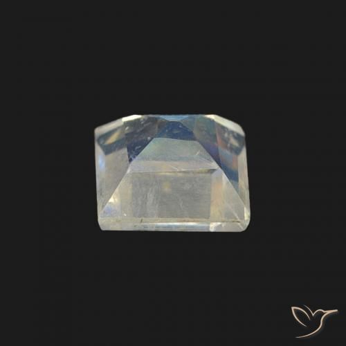 Pedra da Lua Arco-Íris Branco azulado Natural 0.35ct, Quadrado, Transparente