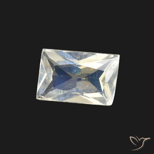 Pedra da Lua Arco-Íris Branco azulado Natural 0.39ct, baguete, Transparente