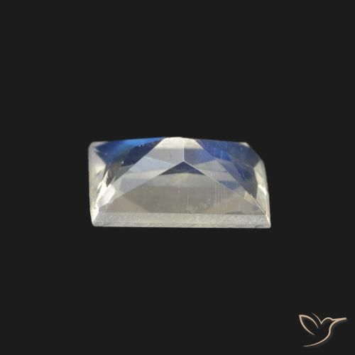 Pedra da Lua Arco-Íris Branco azulado Natural 0.39ct, baguete, Transparente