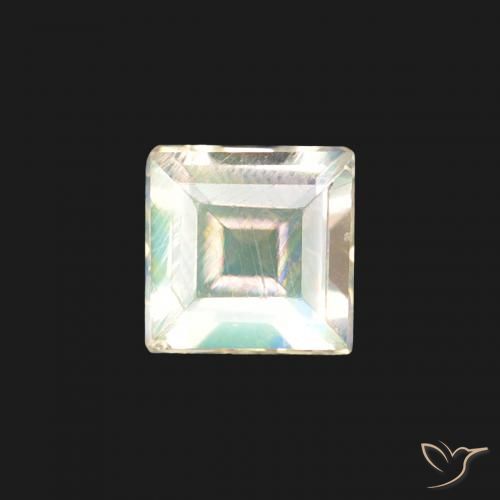 0.30ct Natural Branco azulado Pedra da Lua Arco-Íris, Quadrado, Transparente