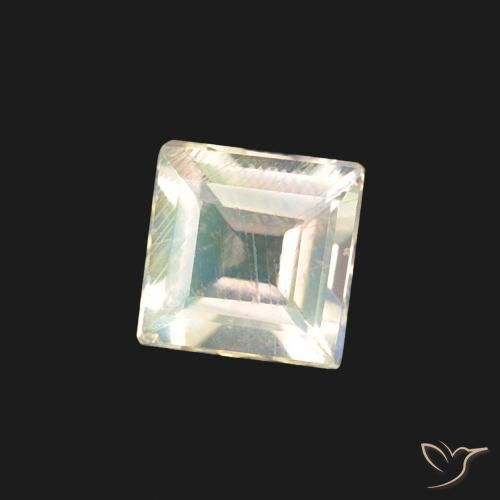 Pedra da Lua Arco-Íris Branco azulado Natural 0.30ct, Quadrado, Transparente