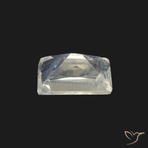 Pedra da Lua Arco-Íris Branco azulado Natural 0.47ct, baguete, Transparente