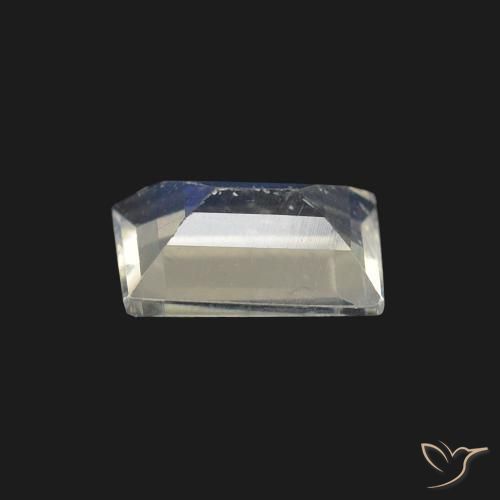 Pedra da Lua Arco-Íris Branco azulado Natural 0.48ct, baguete, Transparente