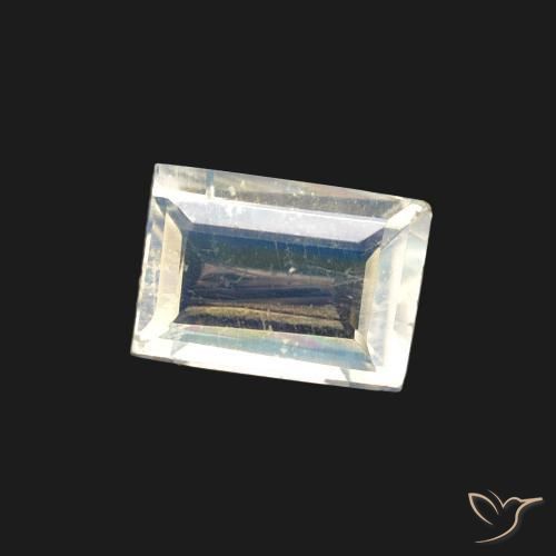 Pedra da Lua Arco-Íris Branco azulado Natural 0.40ct, baguete, Transparente
