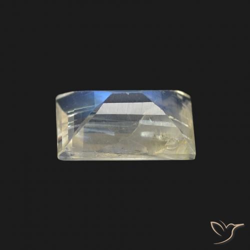 Pedra da Lua Arco-Íris Branco azulado Natural 0.76ct, baguete, Transparente