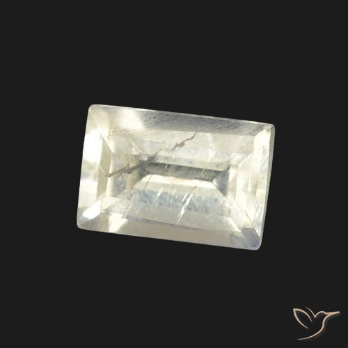 Pedra da Lua Arco-Íris Branco azulado Natural 0.59ct, baguete, Transparente