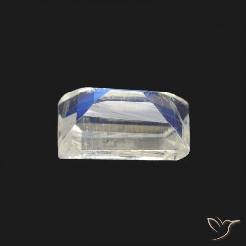 Pedra da Lua Arco-Íris Branco azulado Natural 0.51ct, baguete, Transparente