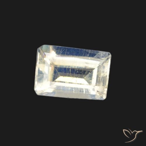 Pedra da Lua Arco-Íris Branco azulado Natural 0.45ct, baguete, Transparente
