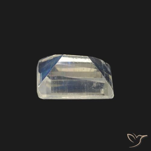 Pedra da Lua Arco-Íris Branco azulado Natural 0.45ct, baguete, Transparente