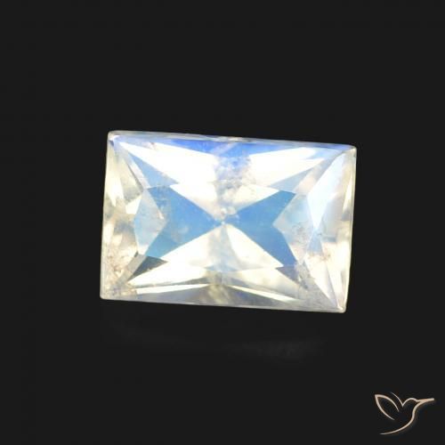 Pedra da Lua Arco-Íris Branco azulado Natural 0.56ct, baguete, Transparente