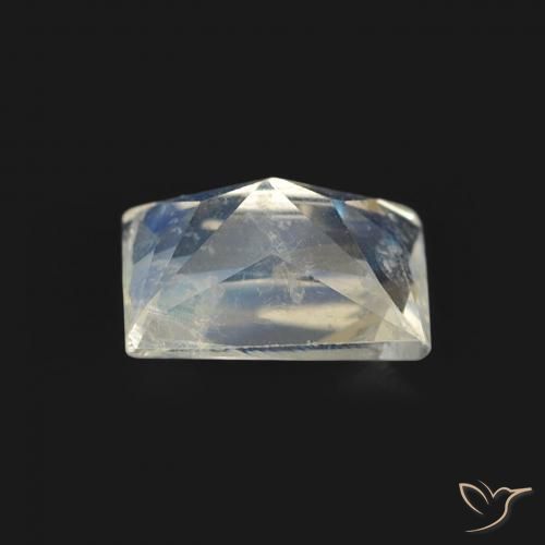 Pedra da Lua Arco-Íris Branco azulado Natural 0.56ct, baguete, Transparente