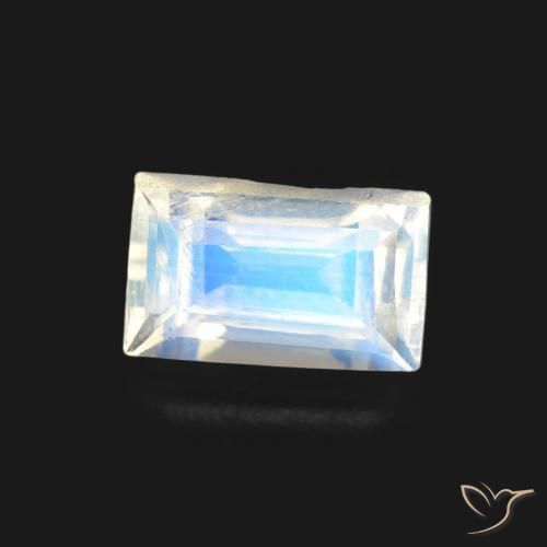 Pedra da Lua Arco-Íris Branco azulado Natural 0.50ct, baguete, Transparente