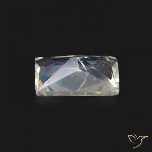 Pedra da Lua Arco-Íris Branco azulado Natural 0.46ct, baguete, Transparente